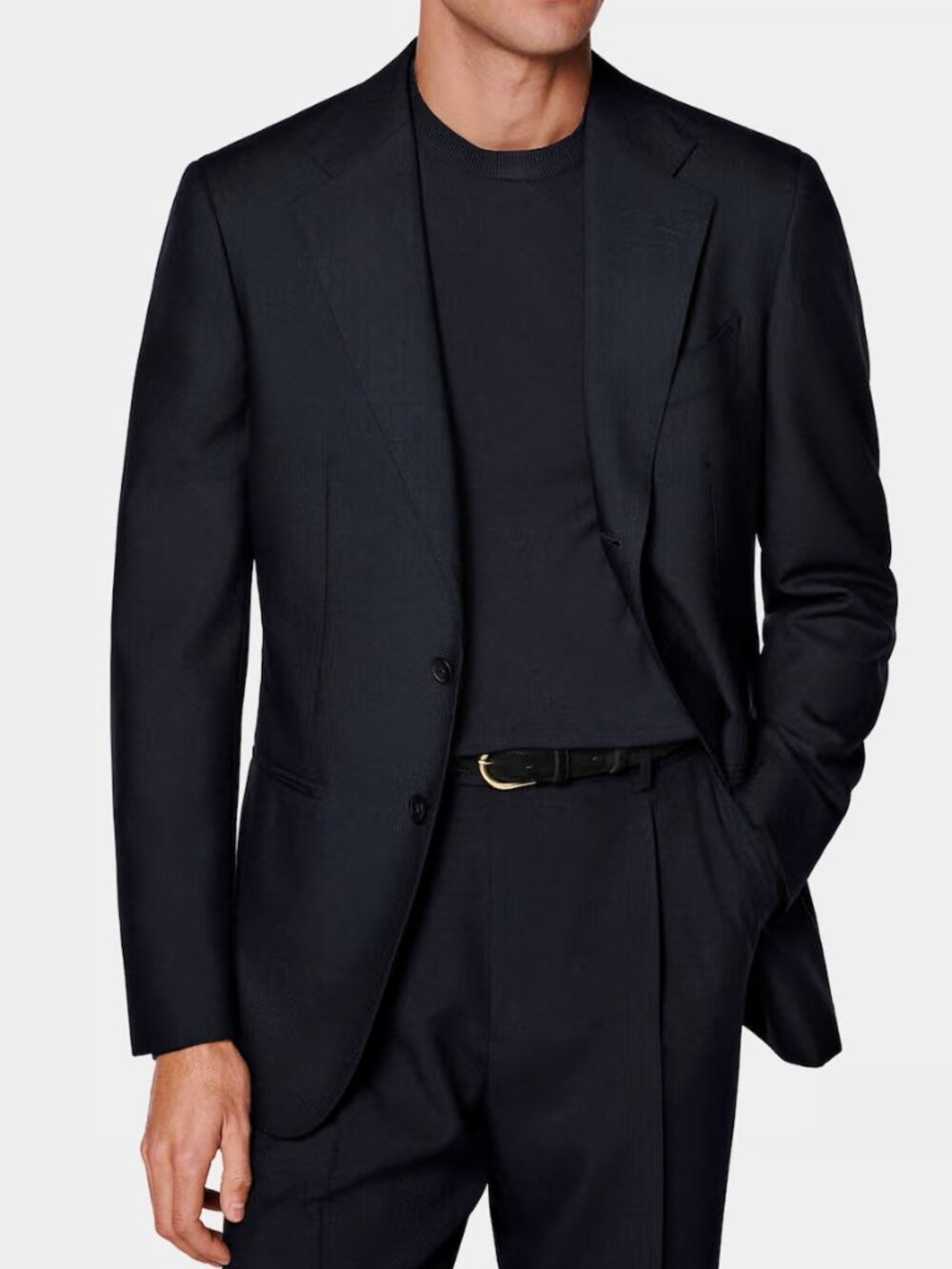 Suitsupply Havana Patch Navy Wool Tailored Slim Fit Suit Jacket in Size 50